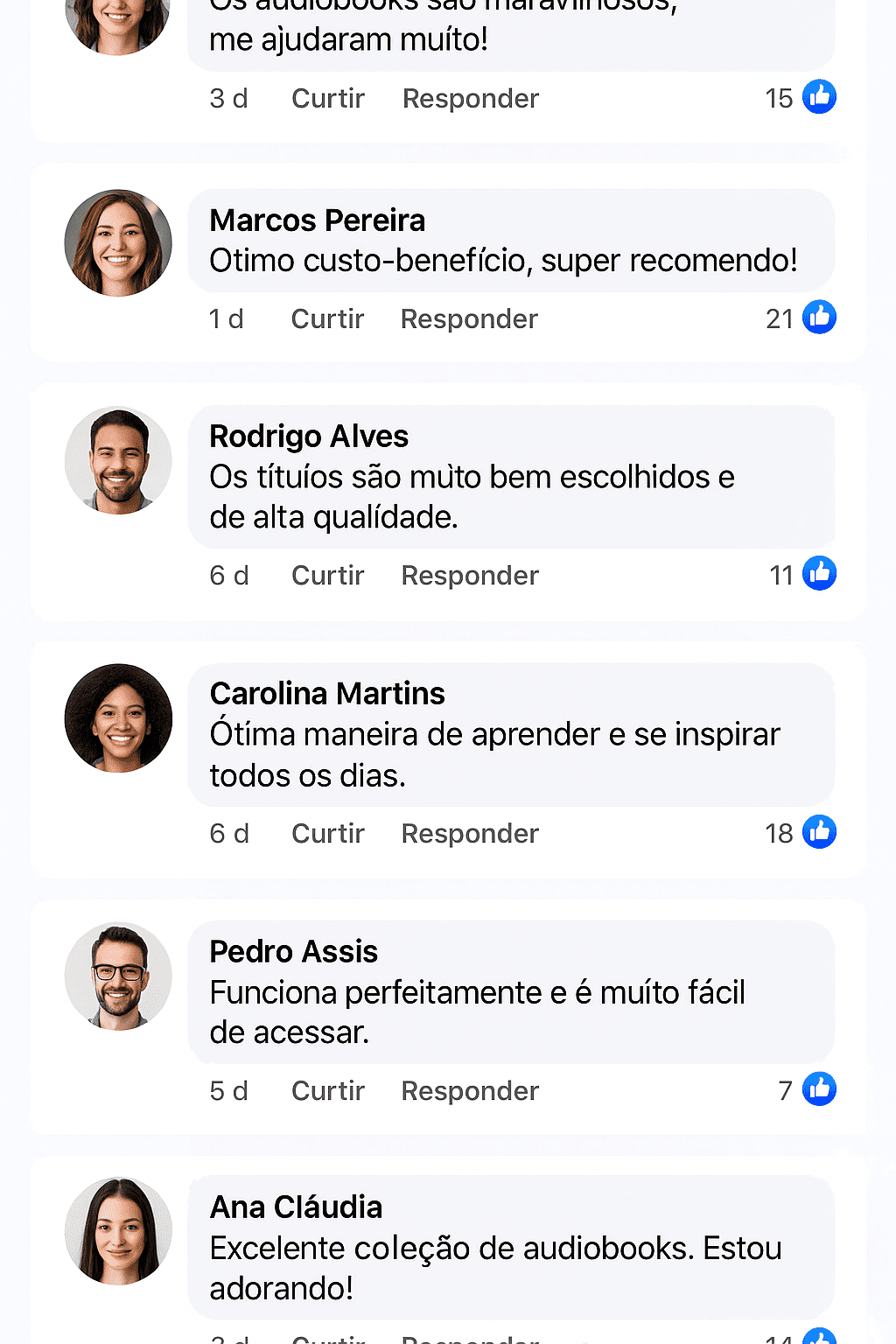 Mais comentários positivos sobre o combo de audiobooks