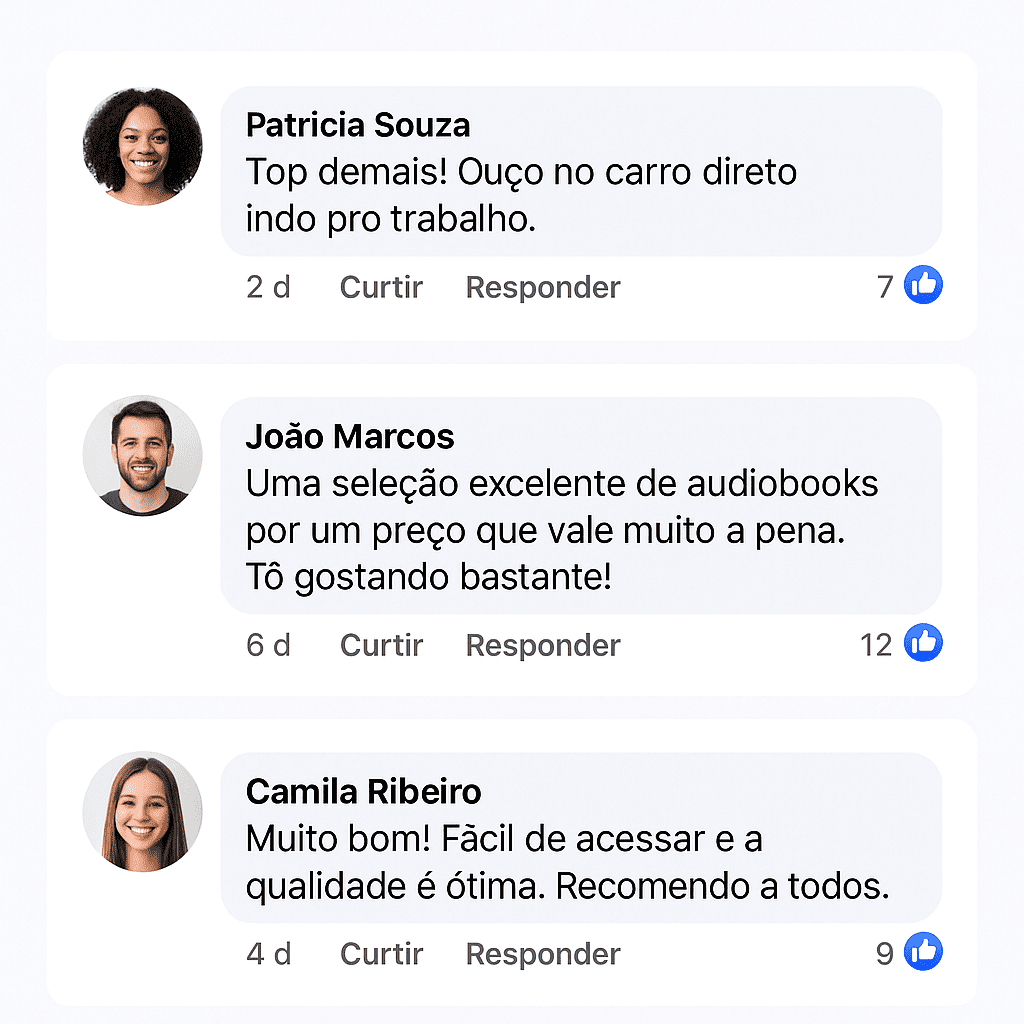 Feedbacks de clientes sobre os audiobooks